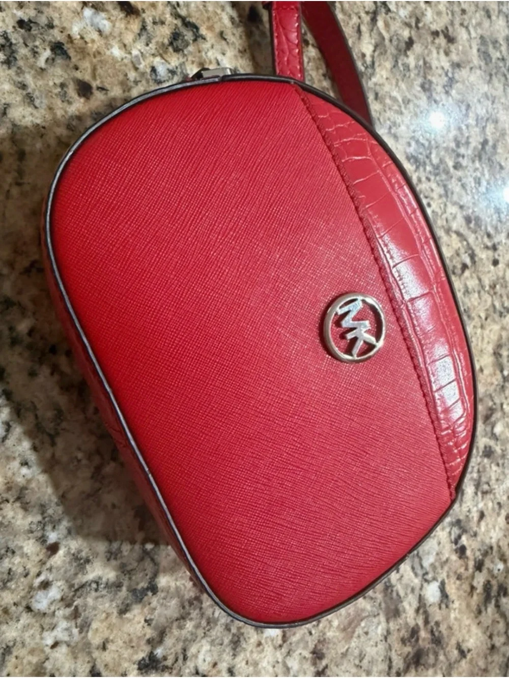Michael Kors Red Leather Crossbody with Croc-Trim and MK Emblem